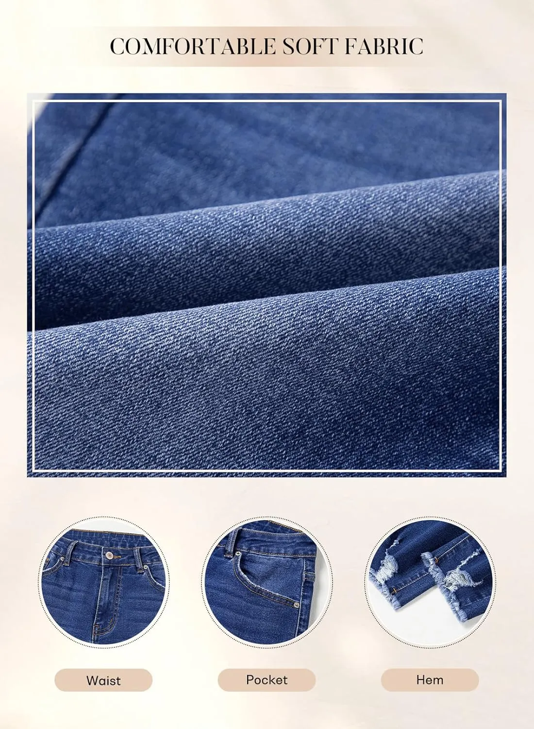 SHEWIN Skinny Raw Hem Jeans for Women High Waisted Stretchy Trendy Slimming Jeggings Ankle Denim Pants with Pockets