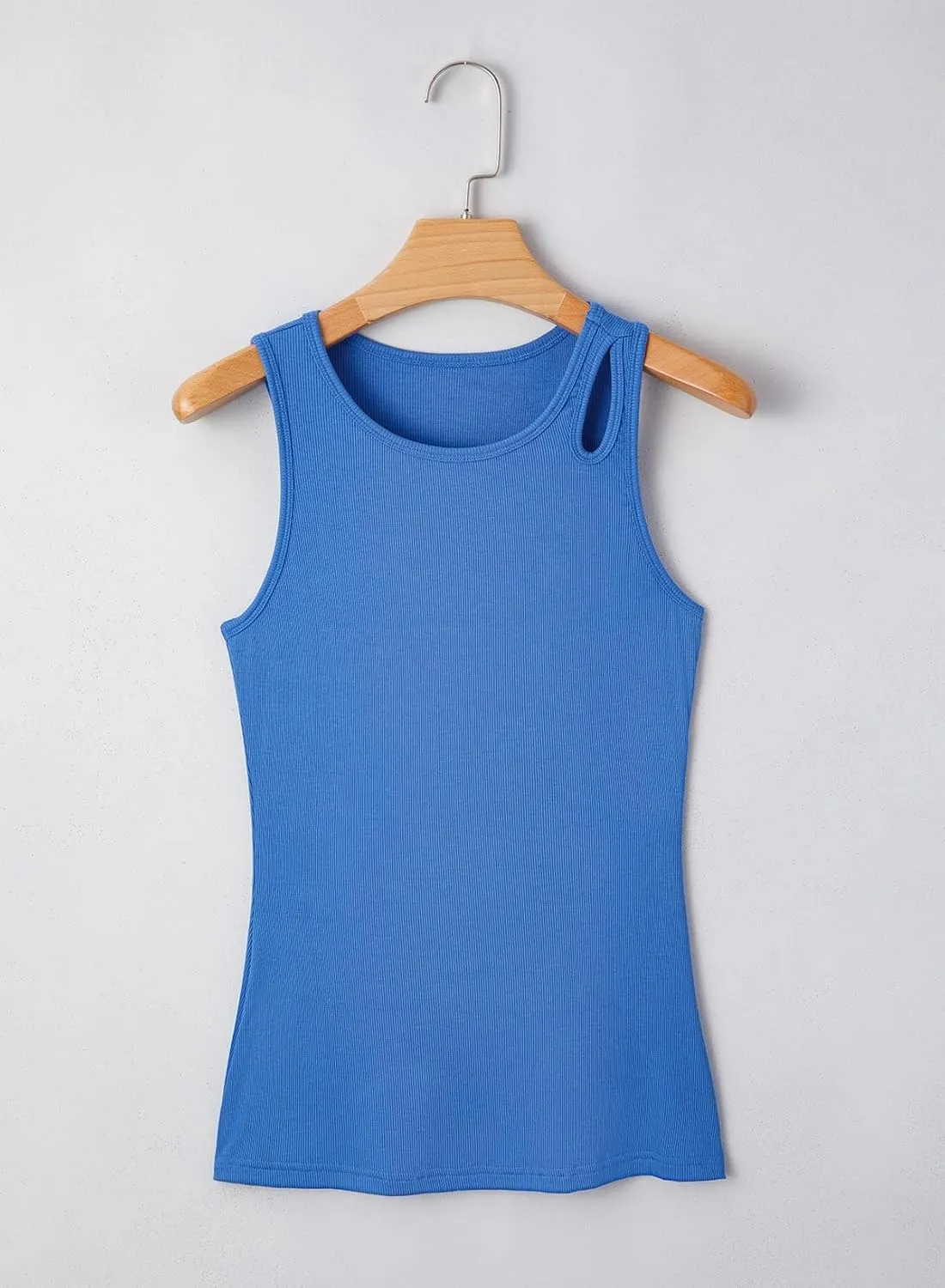 Sidefeel Womens Tank Tops 2025 Summer Sleeveless Crewneck Ribbed Knit Slim Fitted Casual Basic Tees Shirts
