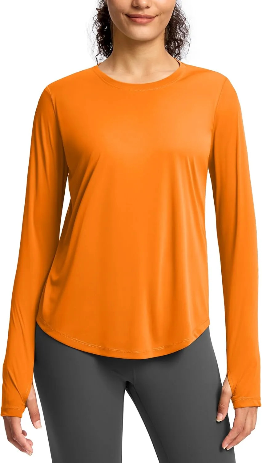 Soothfeel Lightweight Long Sleeve Workout Tops for Women Gym Running Athletic UPF 50  Sun Shirts Tees Moisture Wicking