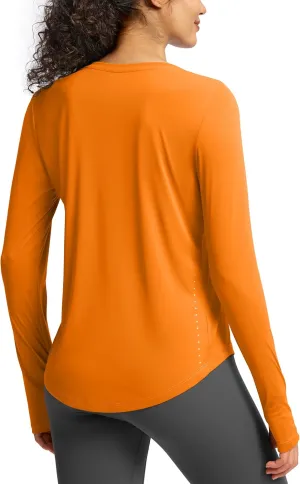 Soothfeel Lightweight Long Sleeve Workout Tops for Women Gym Running Athletic UPF 50  Sun Shirts Tees Moisture Wicking