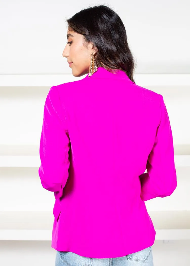 Stella 3/4 Sleeve Blazer - Violet Magenta