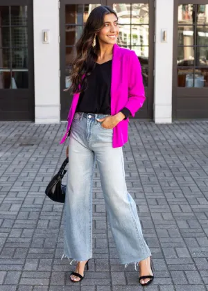 Stella 3/4 Sleeve Blazer - Violet Magenta