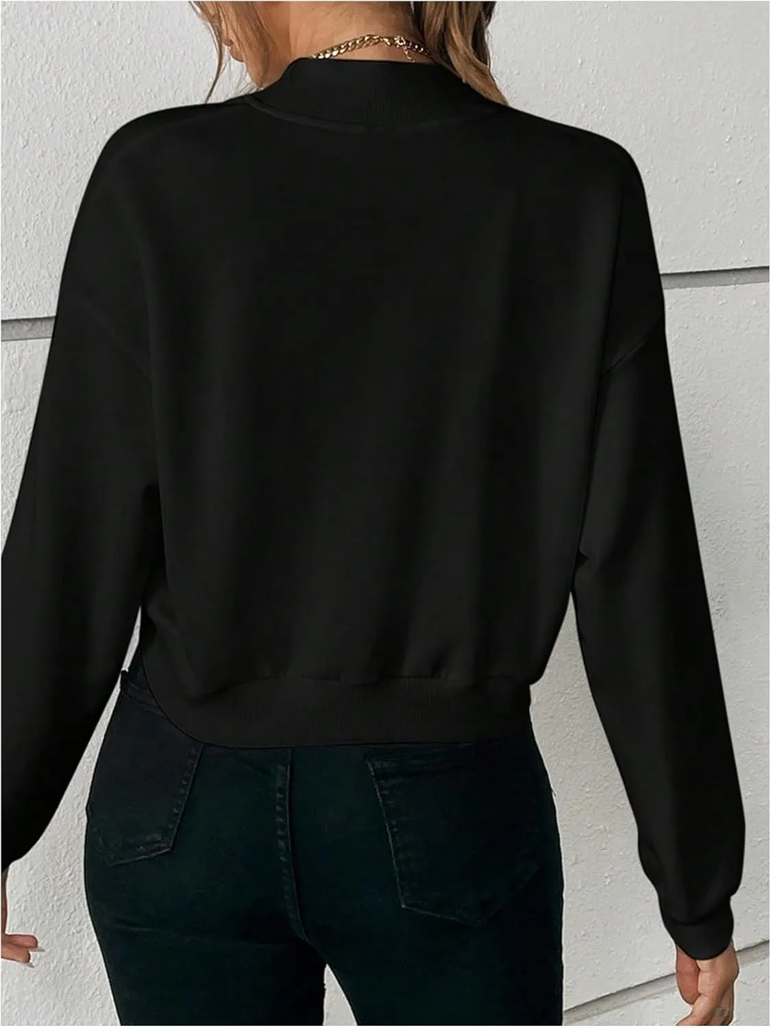 SweatyRocks Women's Cropped Lightweight Jacket Stretchy Button Down Bomber Outwear