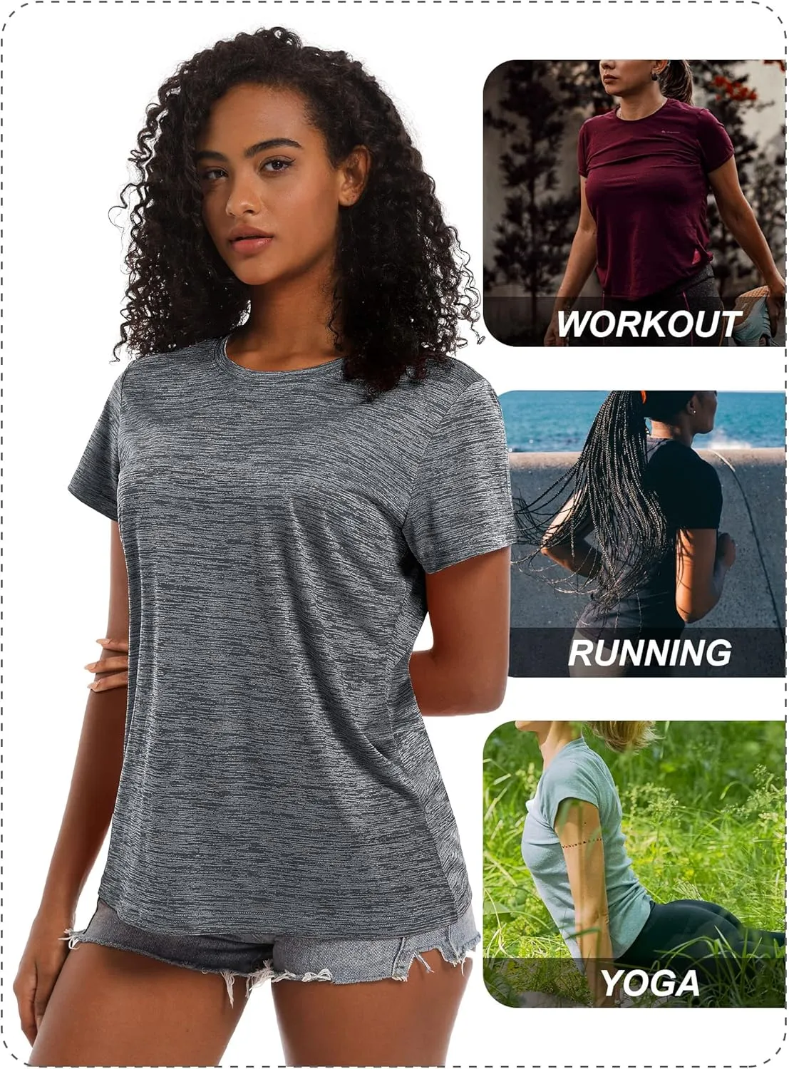 TACVASEN Women's Workout Tops Short Sleeve Athlatic Shirts Quick Dry Moisture Wicking Tees Gym Running Tennis T Shirt