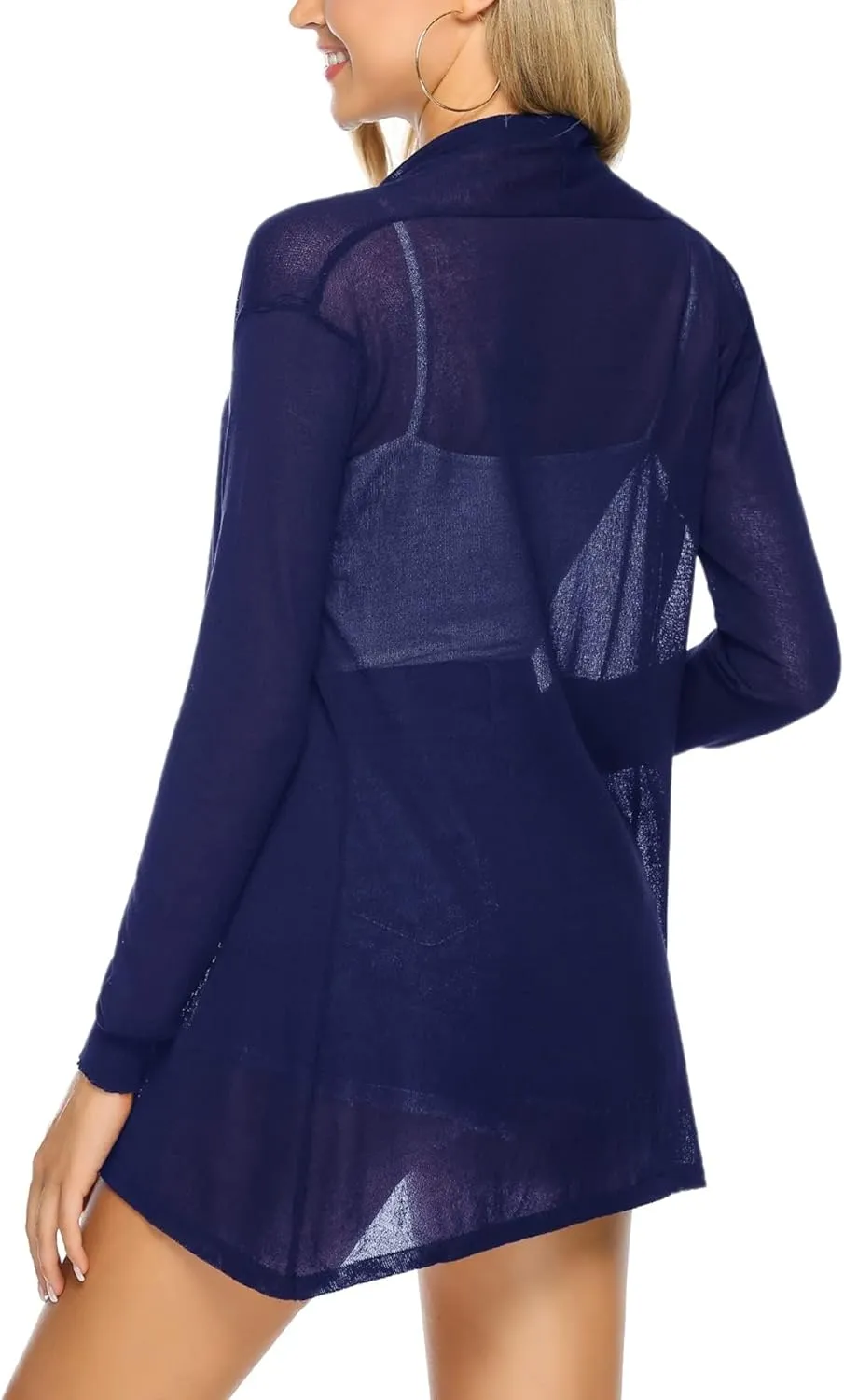 Totatuit Womens Summer Lightweight Sheer Kimono Cardigan Long Sleeve Open Front Knit Sweater Loose Cover Up Casual Blouse Top