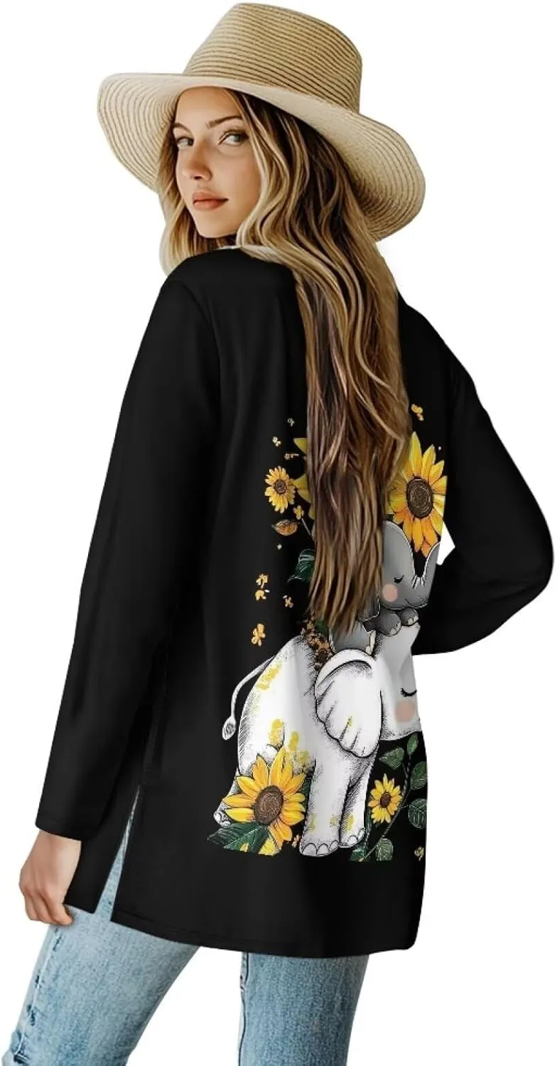 Uourmeti Open Front Cardigan Jacket Long Sleeve Cardigans for Women Lightweight