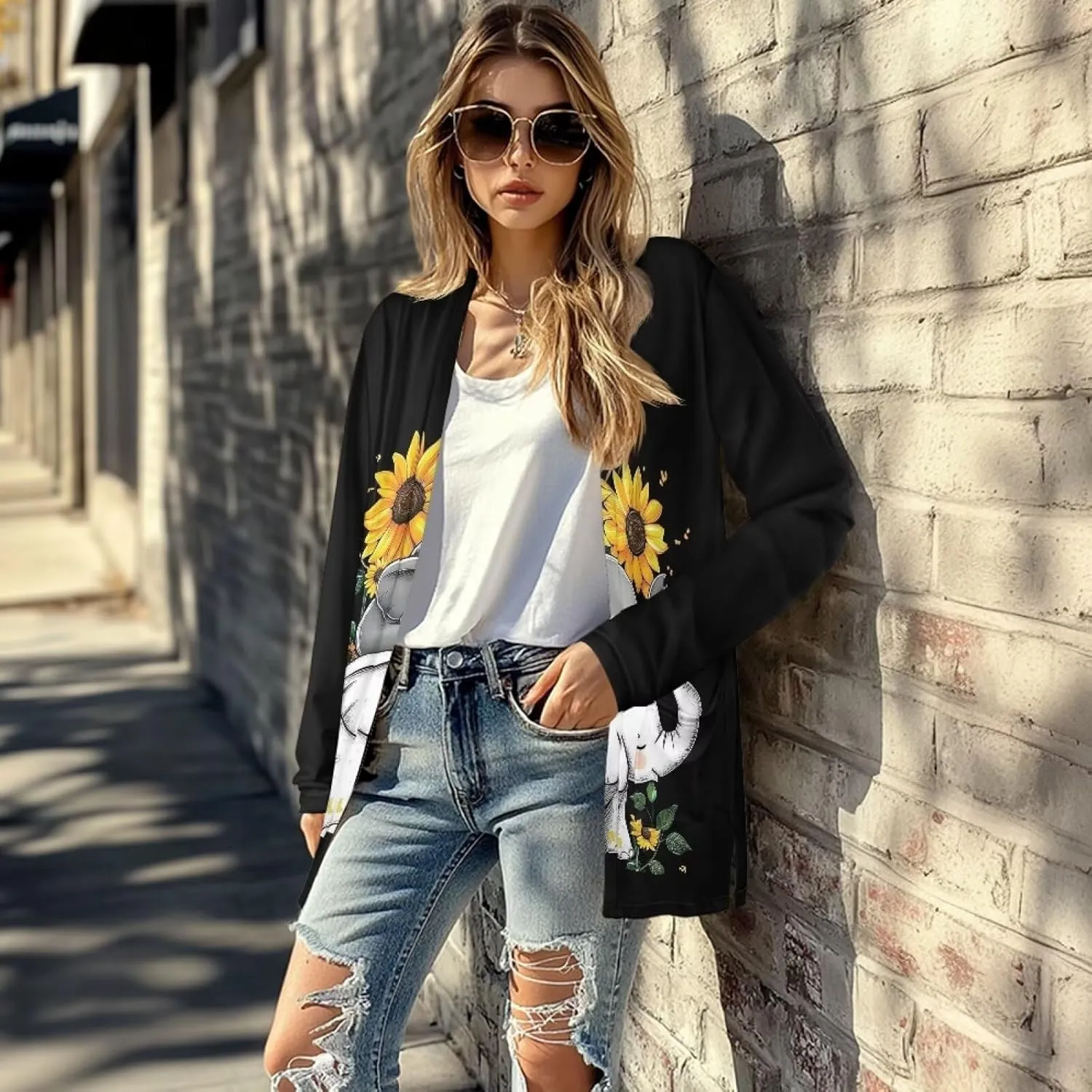 Uourmeti Open Front Cardigan Jacket Long Sleeve Cardigans for Women Lightweight