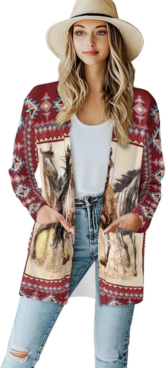 Uourmeti Open Front Cardigan Jacket Long Sleeve Cardigans for Women Lightweight