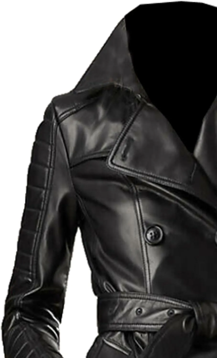 VearFit Women's Real Leather Trench Coat  Timeless Style & All-Weather Elegance