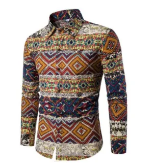 Vintage Style Mens Shirt  Tribal Print