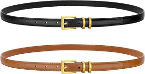 VONMELLI Leather Thin Belts for Women, Fashion Women's Skinny Belts Thin Ladies Belts for Jeans Dress Pants