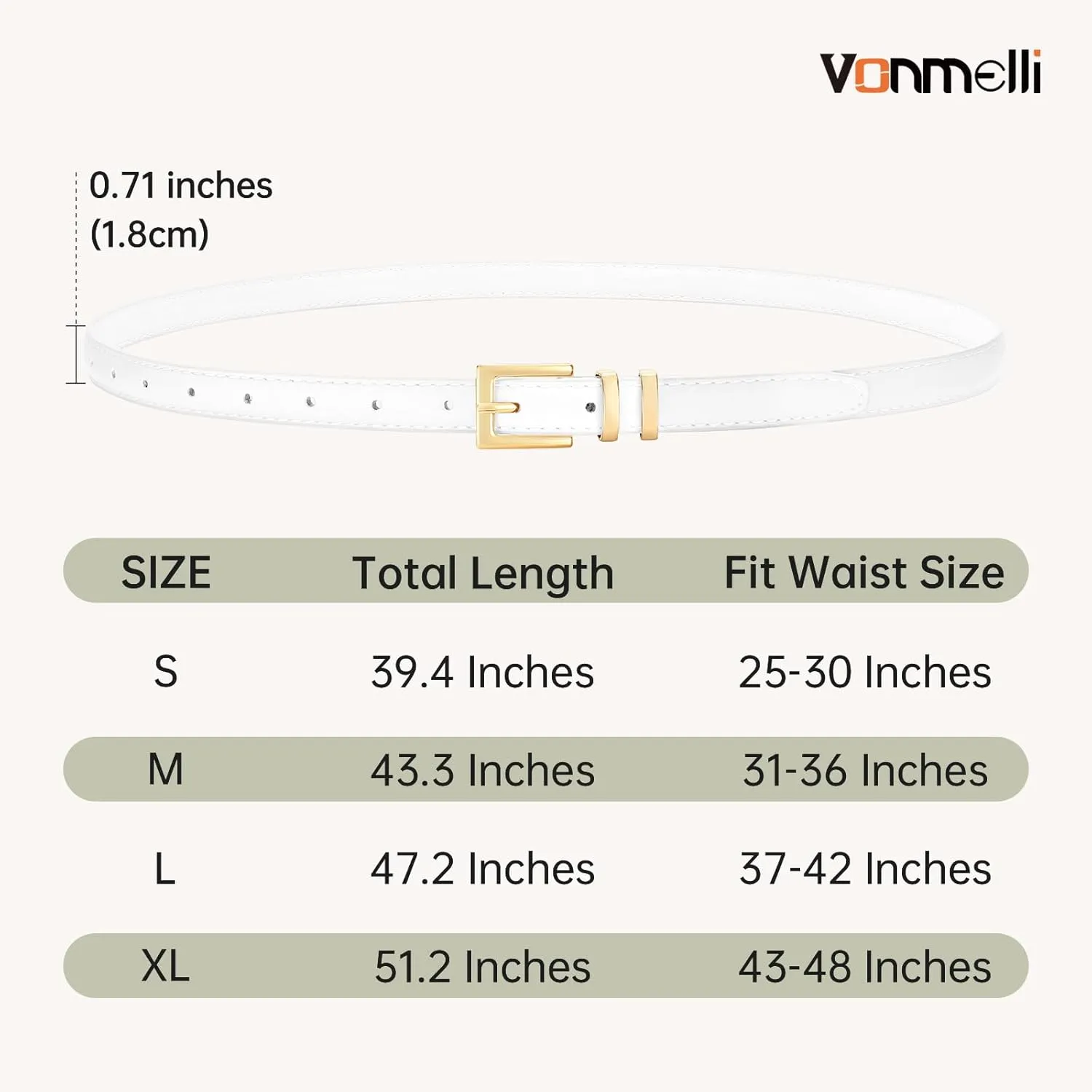 VONMELLI Leather Thin Belts for Women, Fashion Women's Skinny Belts Thin Ladies Belts for Jeans Dress Pants
