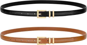 VONMELLI Leather Thin Belts for Women, Fashion Women's Skinny Belts Thin Ladies Belts for Jeans Dress Pants