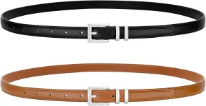 VONMELLI Leather Thin Belts for Women, Fashion Women's Skinny Belts Thin Ladies Belts for Jeans Dress Pants