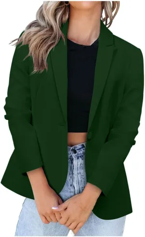 Women's 2024 Fall Business Casual Blazers Open Front Trendy Work Office Blazer Jacket Long Sleeve Solid Color Outwear
