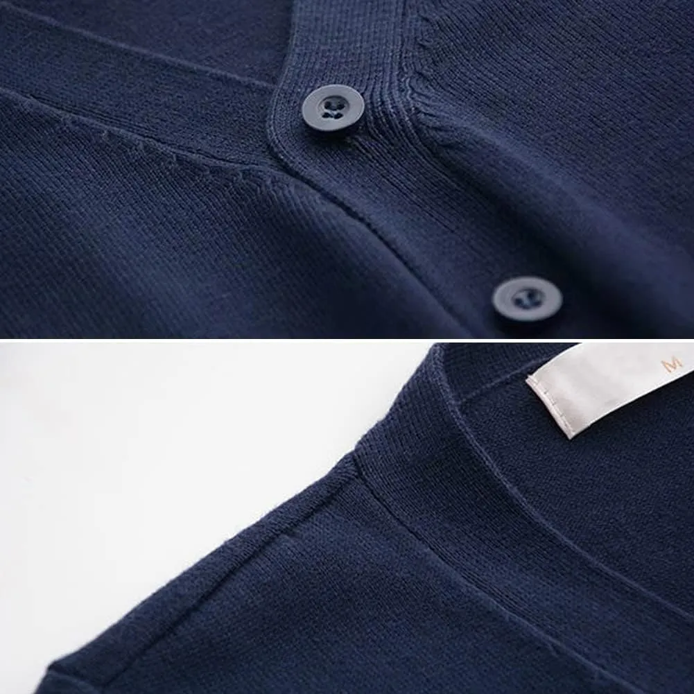 Women's Cardigan School Uniform Sweater V Neck Button Down Knit Cardigans Coat with Pockets