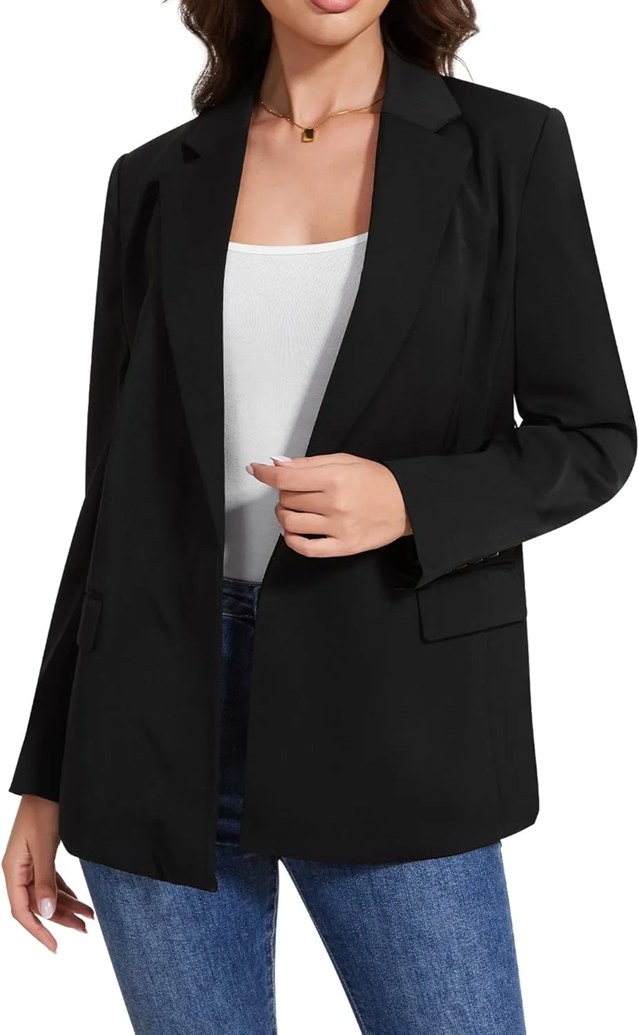 Womens Casual Blazers Long Sleeve Open Front Suit Wrap-Belted Work Office Blazers Jacket with Pockets