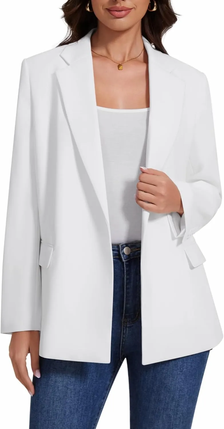 Womens Casual Blazers Long Sleeve Open Front Suit Wrap-Belted Work Office Blazers Jacket with Pockets