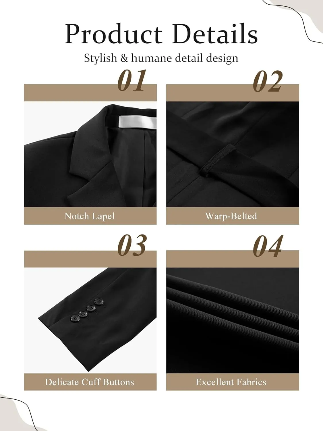 Womens Casual Blazers Long Sleeve Open Front Suit Wrap-Belted Work Office Blazers Jacket with Pockets