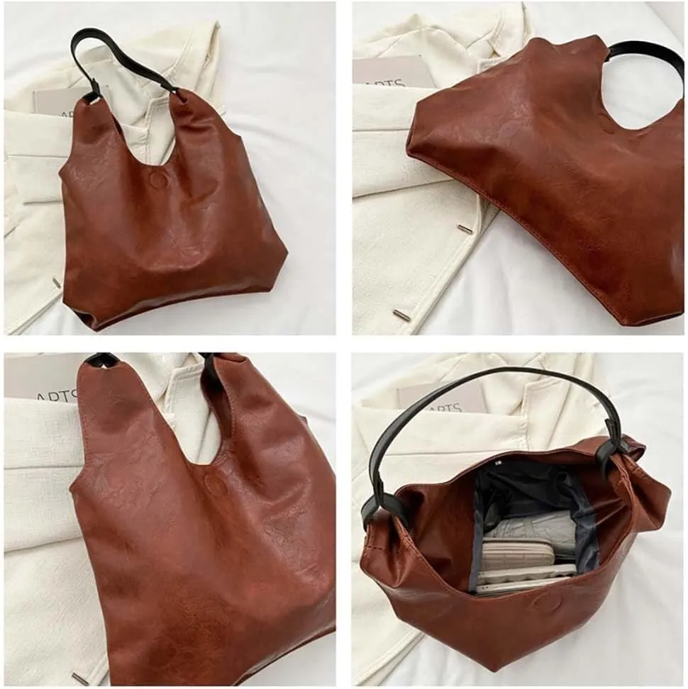 Women's Handbag Retro Solid Color Casual Minimalist PU Single Shoulder Underarm Tote Bags