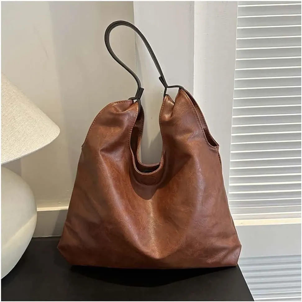 Women's Handbag Retro Solid Color Casual Minimalist PU Single Shoulder Underarm Tote Bags