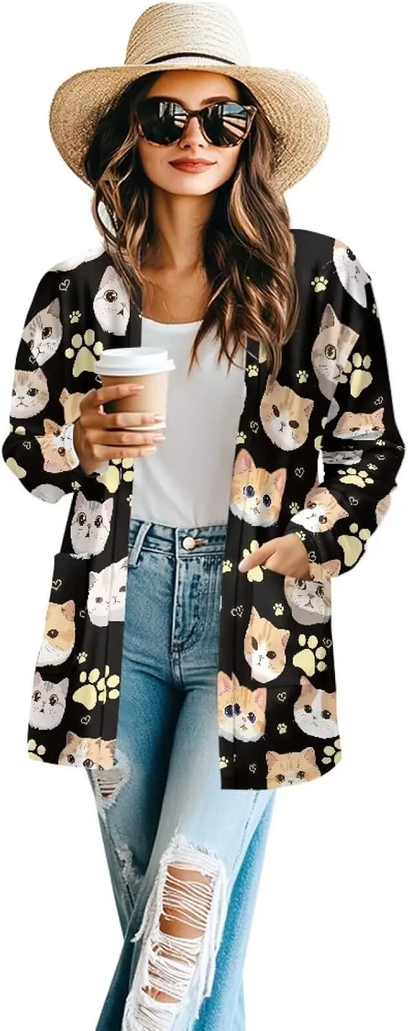 Women's Lightweight Cardigans with Pockets Trendy Long Sleeve Open Front Cardigan Casual Tops Jackets Fall Oufits S-2XL