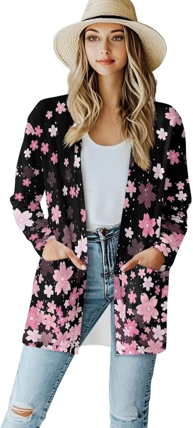 Women's Lightweight Cardigans with Pockets Trendy Long Sleeve Open Front Cardigan Casual Tops Jackets Fall Oufits S-2XL
