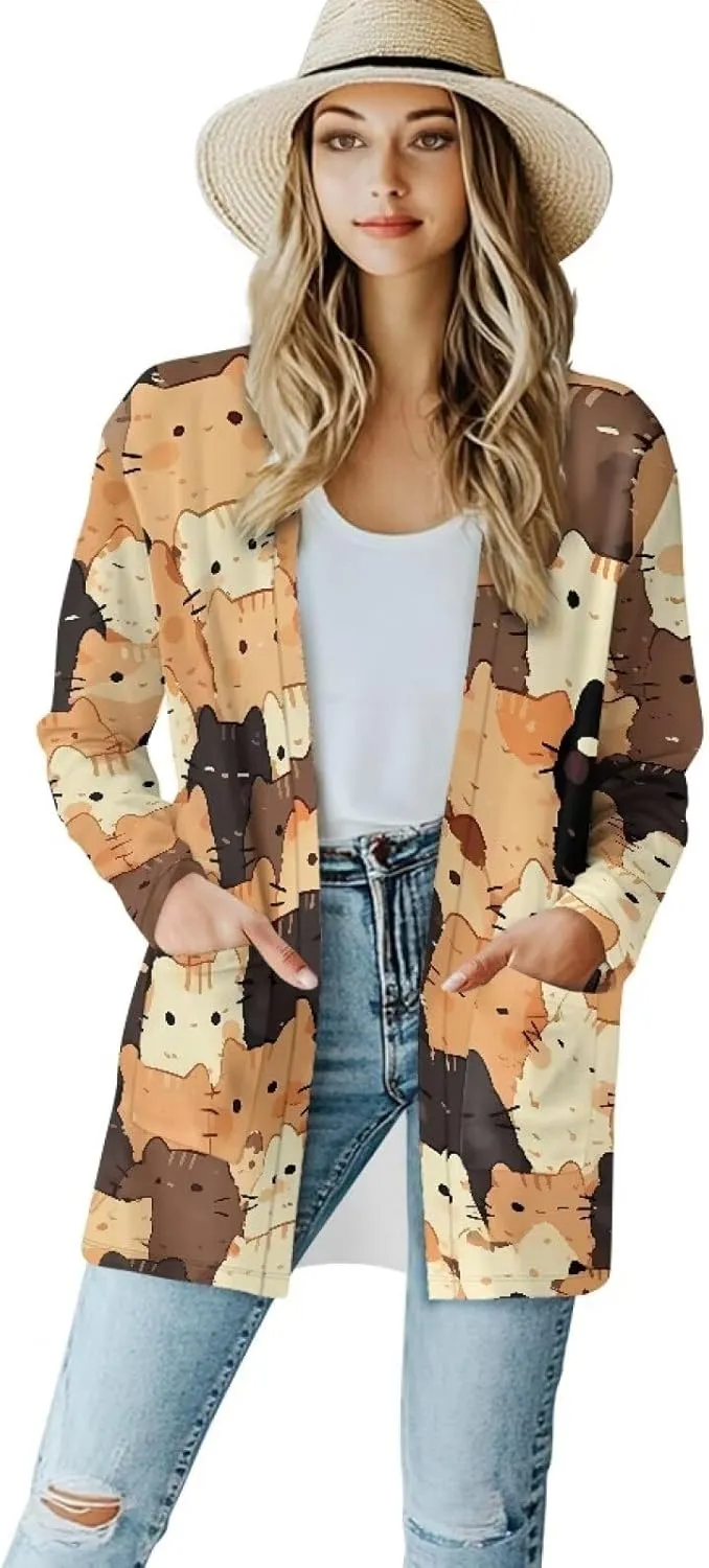 Women's Lightweight Cardigans with Pockets Trendy Long Sleeve Open Front Cardigan Casual Tops Jackets Fall Oufits S-2XL