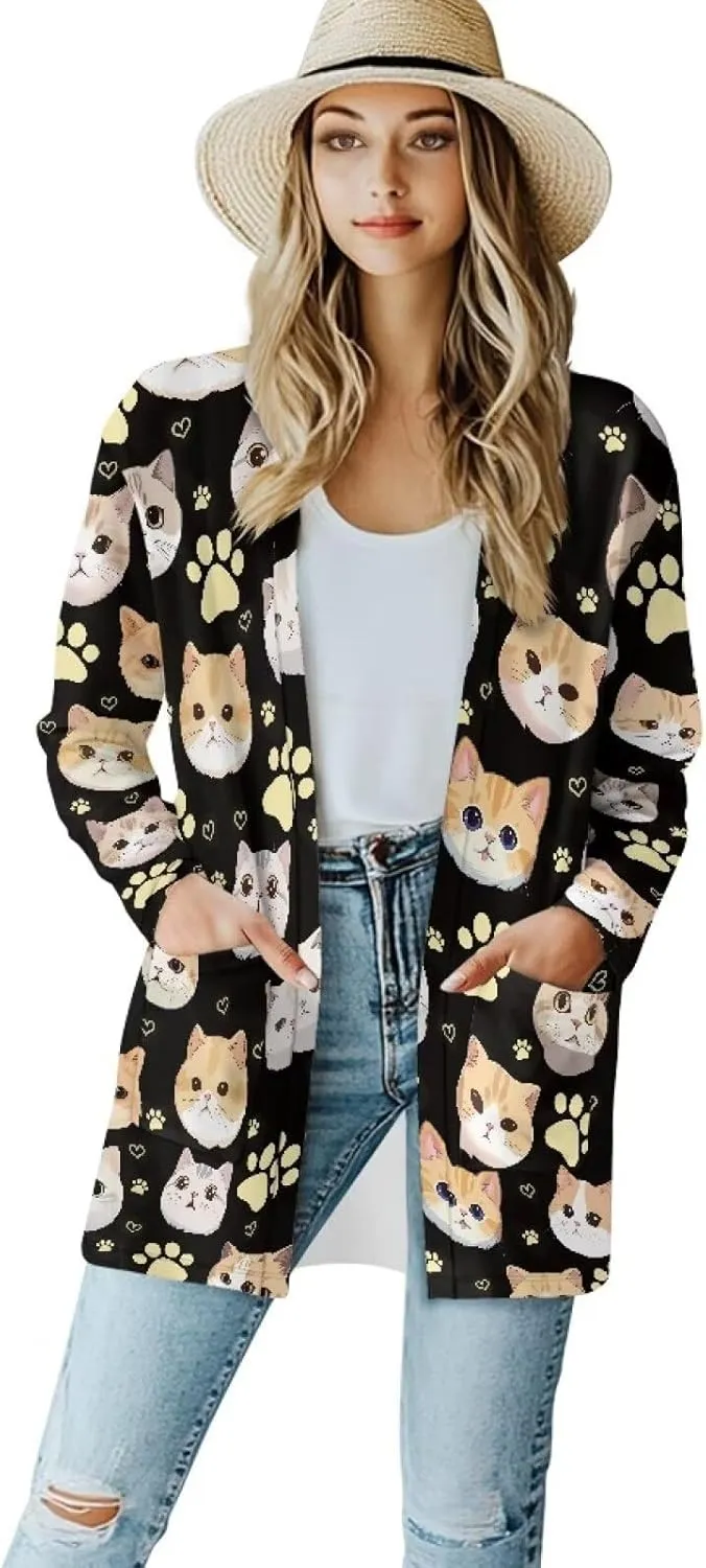 Women's Lightweight Cardigans with Pockets Trendy Long Sleeve Open Front Cardigan Casual Tops Jackets Fall Oufits S-2XL