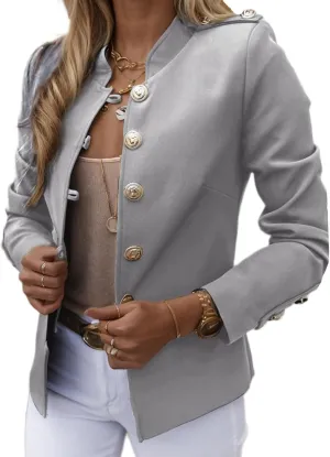 Women's Long Sleeve Button Short Blazers Dressy Business Casual Cropped Work Blazer Suit Jackets for Women