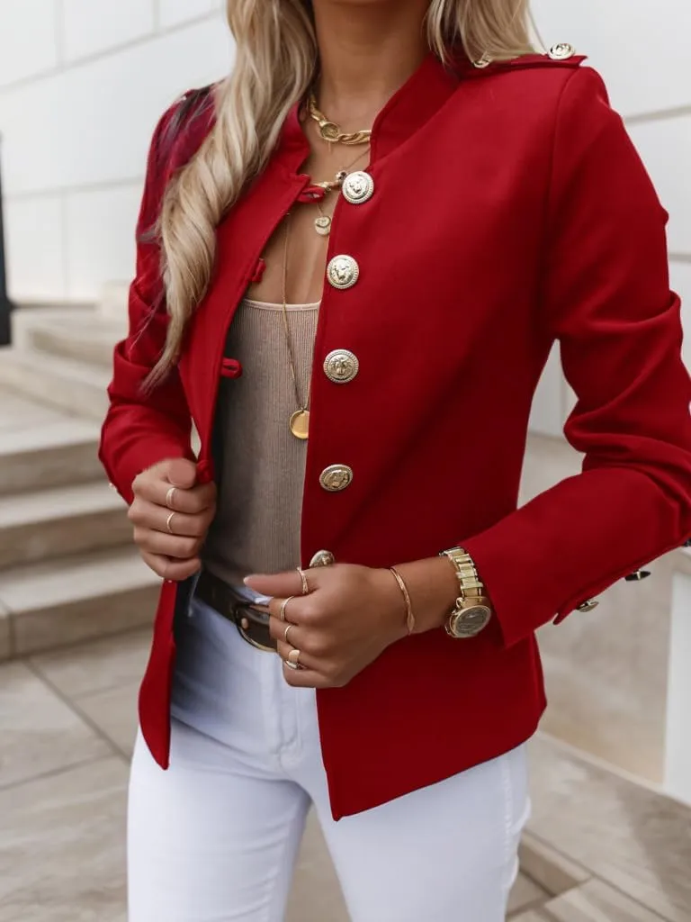 Women's Long Sleeve Button Short Blazers Dressy Business Casual Cropped Work Blazer Suit Jackets for Women