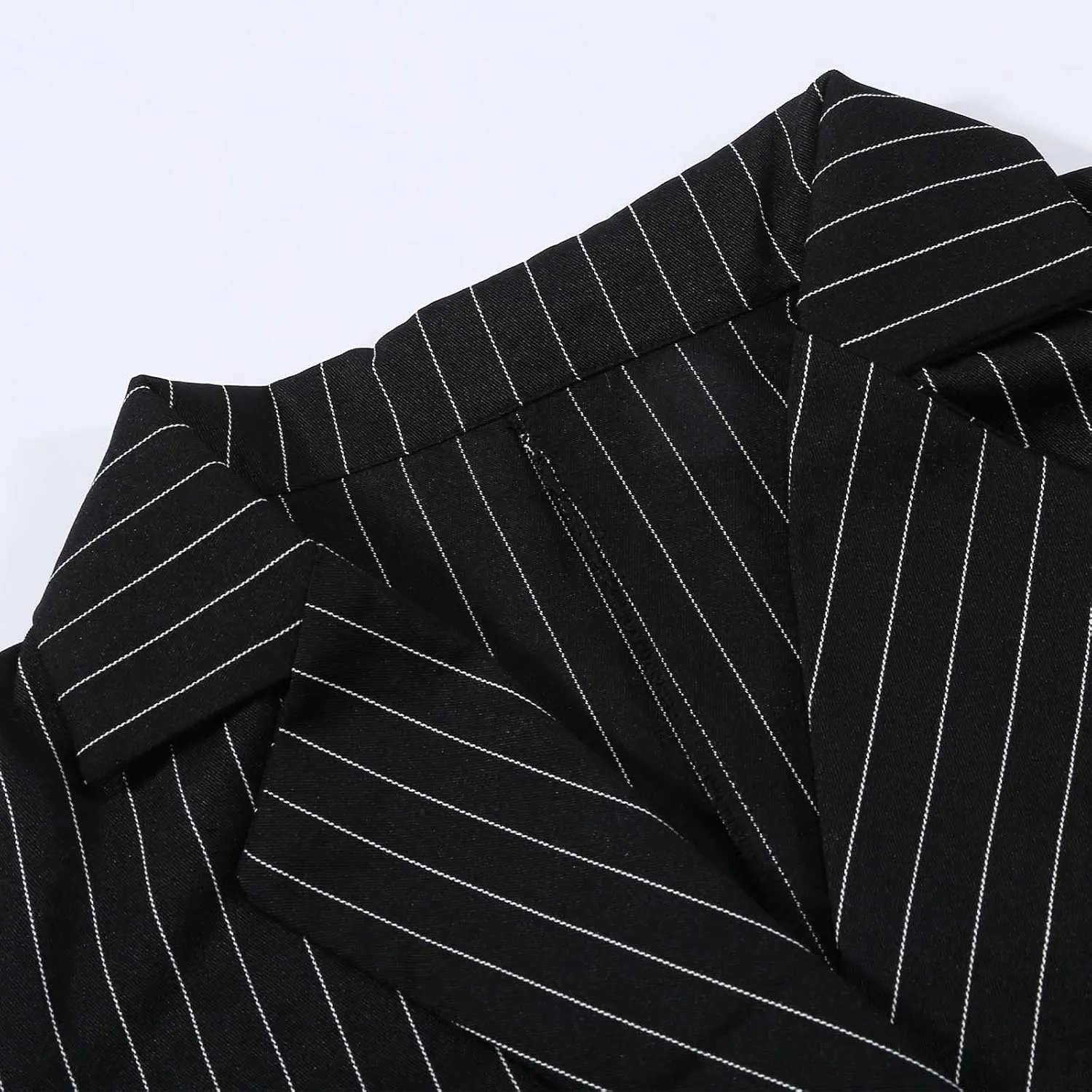 Womens Suits 2 Piece Set Striped Blazer Business Casual Short Lapel Blazer High Waisted Work Pants Business Suit