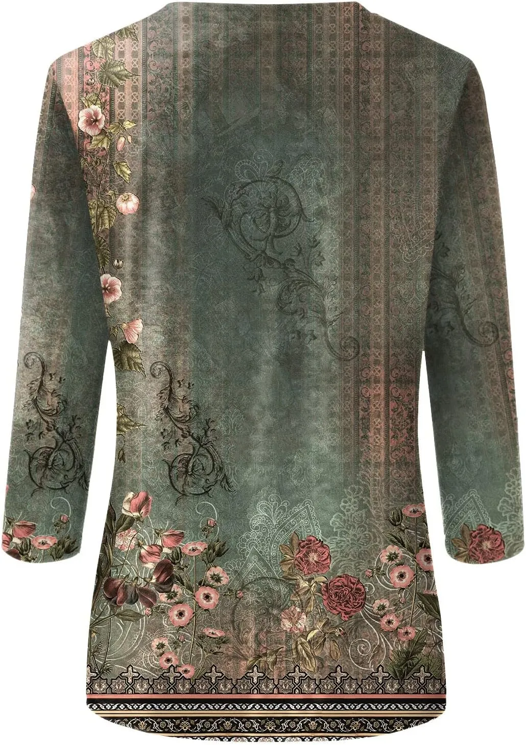 Womens Summer Tops Dressy 3/4 Sleeve Shirts Floral Print Tunic Blouses 2024 Womens Tops Casual Basic Tees