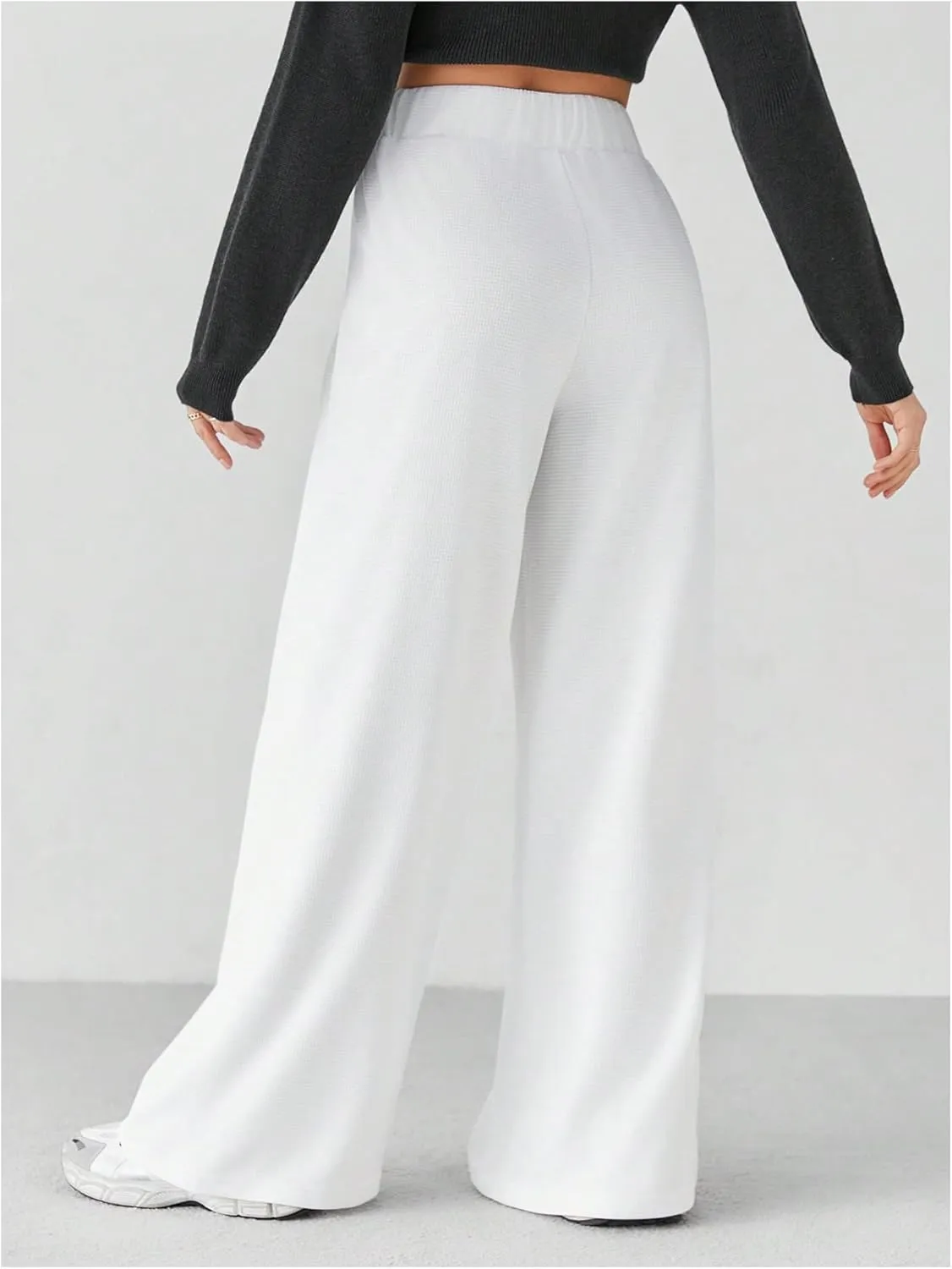 Women's Wide Leg Sweatpants High Waisted Letter Patched Long Pants Casual Track Trousers