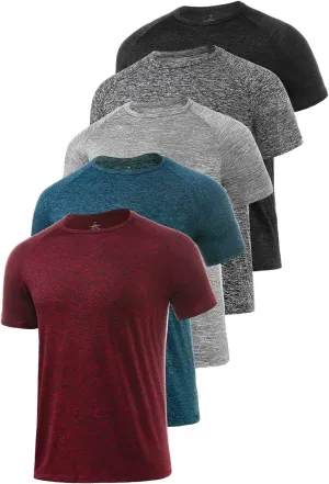 Xelky 4-5 Pack Men's Dry Fit T Shirt Moisture Wicking Athletic Tees Exercise Fitness Activewear Short Sleeves Gym Workout Top